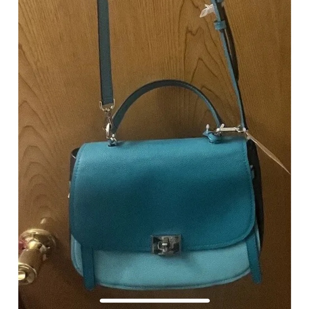 Michael Kors Large Cassie Colorblock Turquoise leather crossbody handbag